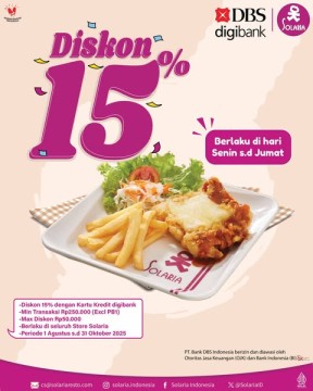 Promo diskon 15 persen Solaria Jumat, 28 Agustus 2025. (Instagram)
